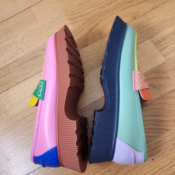 Charlotte Stone Adam Mismatch Rainbow Chunky Loafers Size 10 Womens Leather - Picture 4 of 14